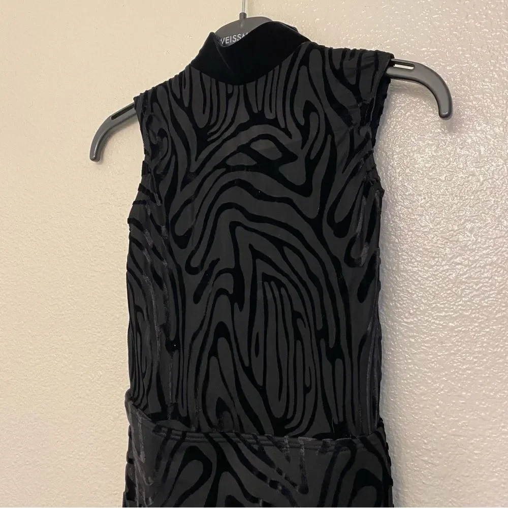 WEISSMAN Elite Dance Costume black Burnout Animal Mesh Unitard NV11636 IC 7/8